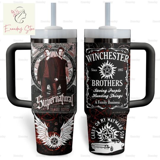 Supernatural 40oz Tumbler, Winchester Brother Tumbler, Vintage Supernatural Tumbler, Sam Winchester Tumbler, Dean Winchester Tumbler
