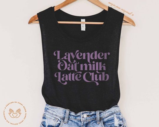 Lavender Oat Milk Latte Club, Subtle Lesbian, Tank, Lesbian Tank, Bisexual Tank, Subtle Pride, Subtle bi pride, Subtle bisexual pride Tank
