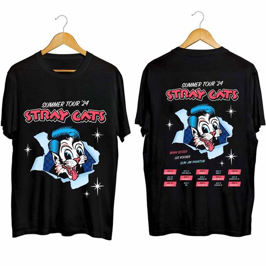 Stray Cats Summer Tour 2024 Shirt, Stray Cats Band Fan Shirt, Comfortable Short Sleeve Tee