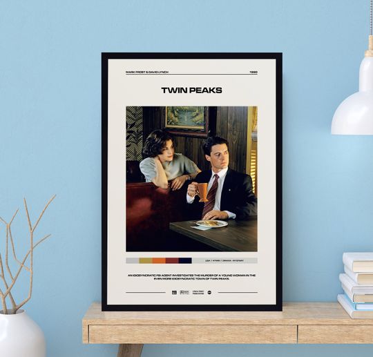Twin Peaks Tv Series Poster, Mark Frost, David Lynch, Movie Poster, Vintage Poster, Modern Art, Midcentury Art, Film Poster, Wall Decor