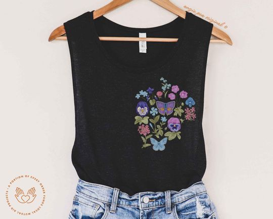 Subtle bi pride Tank Tops, bi pride, bisexual pride, bi flag, wildflower Tank, butterfly, bi tank, muscle tank, unisex tank