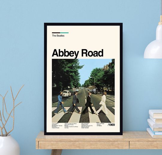 Abbey Road Music Poster, The Beatles, Vintage Poster, Midcentury Art, Music Poster,  Album Poster, Song Poster, Wall Decor, Gifts For Fan