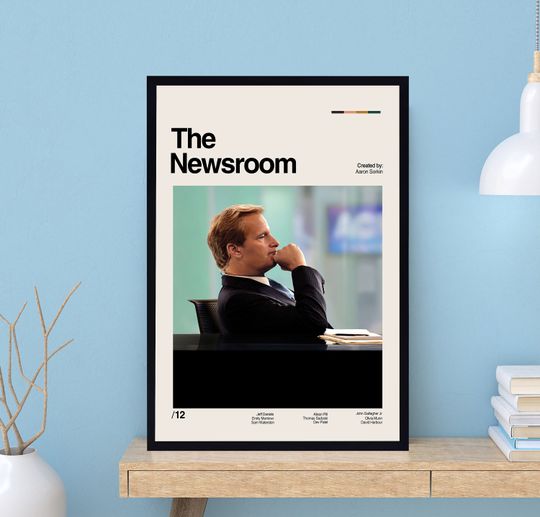 The Newsroom Tv Series Poster, Aaron Sorkin, Retro Movie Poster, Minimalist Art, Vintage Poster, Midcentury Art, Movie Poster, Wall Decor