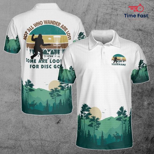 Funny Sasquatch Bigfoot Looking For Disc Golf Shirt, 3D Polo Shirt, Sasquatch Bigfoot 3D Shirt For Men And Women, Gift For Dad, Gift For Him, Gift Birthday All Size