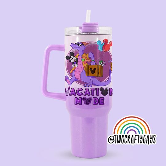 Figment Personalized 40 oz Quencher Tumbler Cup Dupe with Handle (Disney World, Epcot, Family Vacation, Custom Name Plate)