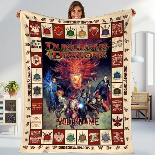 Dungeons And Dragons DnD Game Fan Lover Blanket, Dungeon and Dragon Blanket,Dnd Gift,Dnd Blanket Fans Gifts, DnD Game Fan Love Blanketr