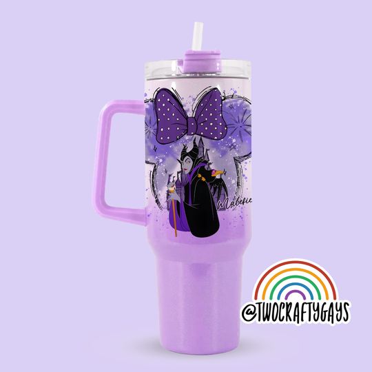 Minnie Bow Personalized 40 oz Quencher Tumbler Cup Dupe (Maleficent, Sleeping Beauty, Disney World, Family Vacation, Custom Name Plate)