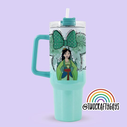 Minnie Bow Personalized 40 oz Quencher Tumbler Cup Dupe with Handle (Mulan, Disney World, Family Vacation, Custom Name Plate)