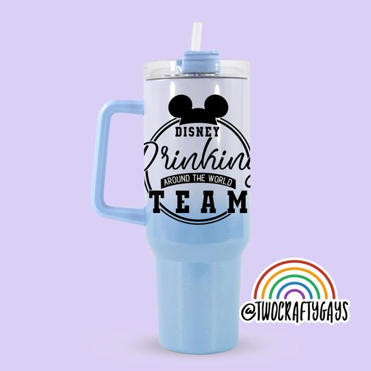 Drinking Around the World Team Personalized 40 oz Quencher Tumbler Cup Dupe (Epcot, Disney World, Family Vacation, Custom Name Plate)