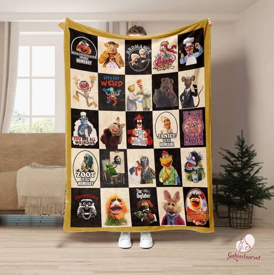 Muppet Show Fleece Blanket | Muppet Show Characters K the frog Fozzie Bear Blanket | Magic Kingdom Throw Blanket Couch Sofa