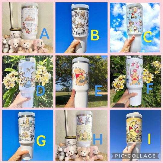 Custom Personalized gift Disney Winnie the Pooh 40oz Tumbler with handle, Disney Tumbler