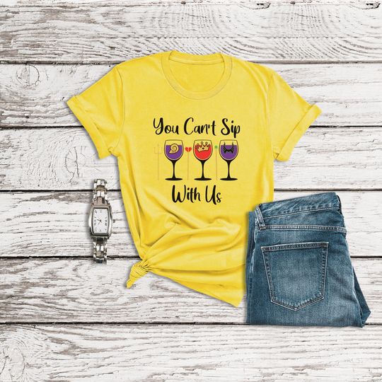 Discover You Can't Sip With Us Disney Shirt, Villains Food and Wine Disney Shirt, Disney Clothing, Summer Casual Cotton Couple Matching Shirt, Short Sleeve Shirt for Men, Women and Kids