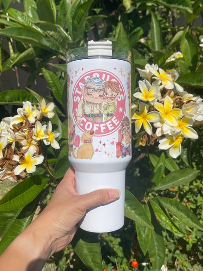 Custom Personalized gift Disney UP Carl and Ellie 40oz Tumbler with handle