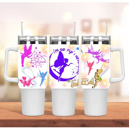 Custom Personalized gift Disney Tinkerbell 40oz Tumbler with handle