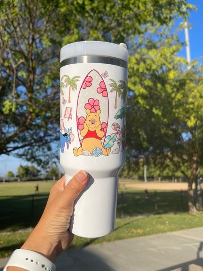 Custom Personalized gift 40 oz Tumbler Disney Winnie the Pooh 40oz Tumbler with handle