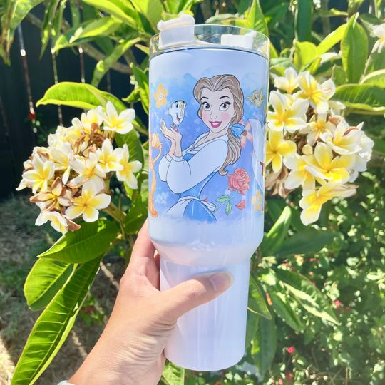 Disney Custom Personalized Name Beauty and the Beast 40oz Tumbler with handle