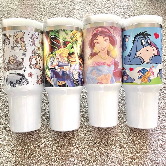 Disney Winnie the Pooh,Eeyore,Princess Jasmine 40oz Tumbler with handle