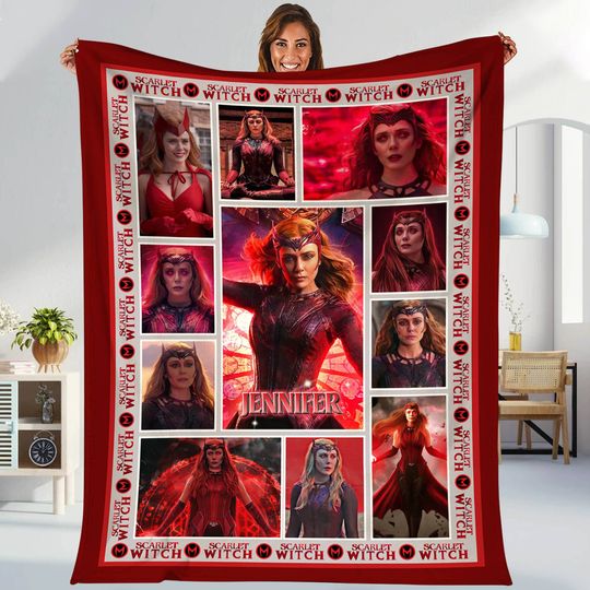 Personalized Scarlet Witch Blanket | Wandavision Wanda Maximoff Blanket | Multiverse of Madness Fleece Blanket Throw Blanket Bed Couch Sofa