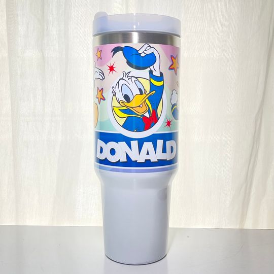 Disney Donald Duck Birthday gift for him 40oz Tumbler with handle