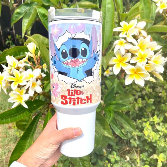 Custom Personalized gift Disney Lilo & Stitch 40oz Tumbler with handle