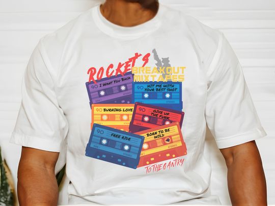 Rocket's Breakout Mixtapes, Bella Canvas Unisex Short Sleeve T-Shirt, Disney Family Shirts