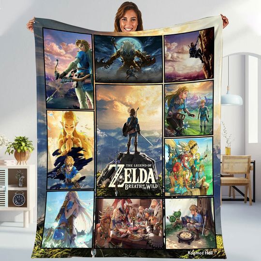 The Legend of Zelda Fleece Blanket | The Legend of Zelda Tears of the Kingdom Blanket | Zelda Link Game Blanket for Bed Couch Sofa