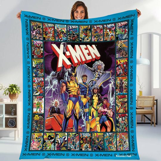 X Men Characters Fleece Blanket X Men Blanket X Men Wolverine Cyclops Professor X Storm Blanket Xmen Birthday Gift