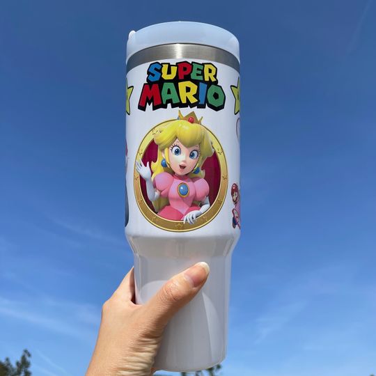 Valentine's day gift Nintendo Princess Peach Super Mario Bros 40oz Tumbler with handle