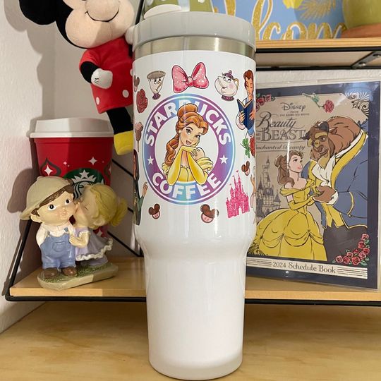 Custom Personalized Disney Princess Belle 40oz Tumbler with handle