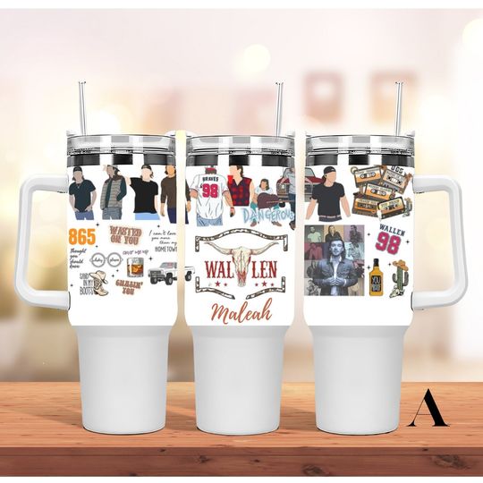 Custom Personalized gift Wallen Western Personalized 40oz Tumbler with handle