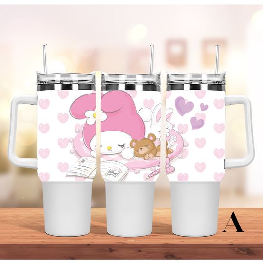 Custom Personalized Sanrio Kawaii My Melody, Hello Kitty 40oz Tumbler with handle