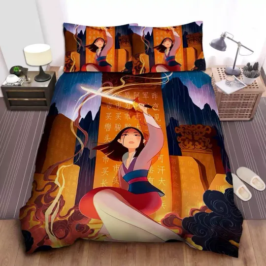Disney Princess Mulan In Ancestor Cemetery Quilt Duvet Cover Set Comforter Cover