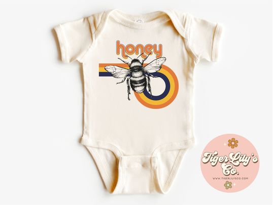 Honey Bee Baby Onesie - Retro, Beekeeper, Bee Gift, Bee Farmer, Baby Bodysuit