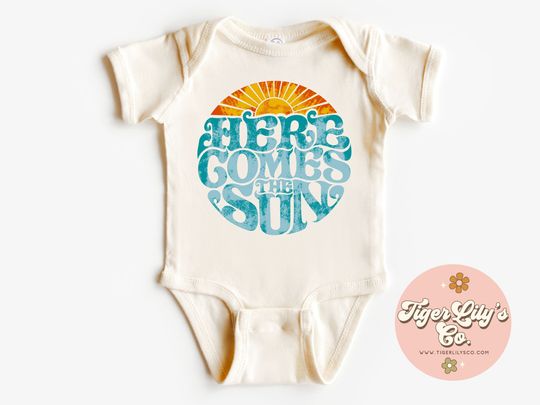 Here Comes the Sun Baby Onesies Tee - Cute, Boho, Retro, Summer Vibes