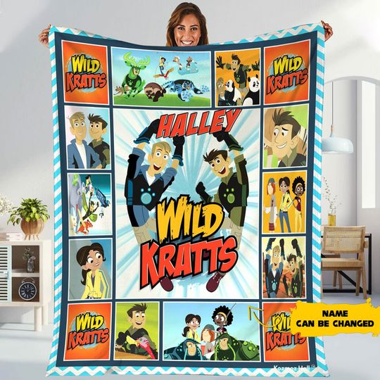 Wild Kratts Fleece Blanket, Personalized Wild Kratts Blanket, Wild Kratts Characters Chris Martin, Christmas Gifts, Birthday Gifts For Kids