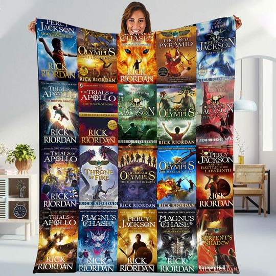 Rick Riordan Books Percy Jackson Blanket | Percy Jackson & the Olympians Fleece Blanket | Camp Half Blood  Blanket