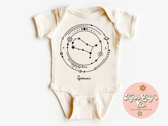 Gemini Constellation Baby Onesies - Cute, Mystical, Zodiac, Astrology Sign,
