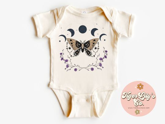 Discover Butterfly Moon Phases Baby Onesies - Cute, Boho, Butterfly