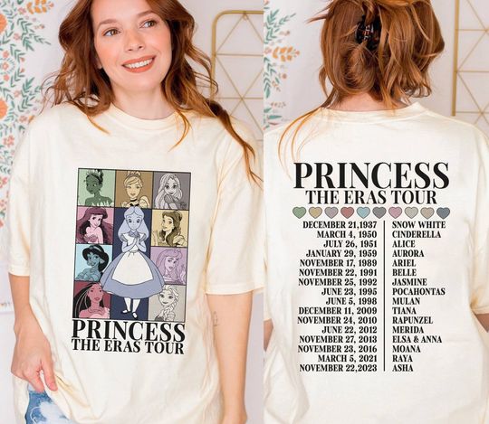 Alice in Wonderland Princess Eras Tour Shirt | Princess Characters Concert Music Shirt | Cinde Moana Belle Jasmine Shirt | Family Trip