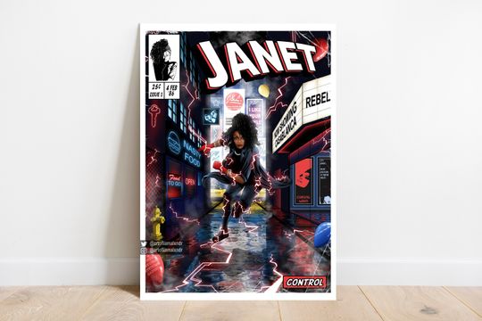 Janet Jackson Print - Control Comic Cover Art  Minimalist Poster, Birthday Gifts, Home Decor, Fan gifts, unframed poster
