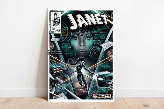 Janet Jackson Print - Discipline Comic Cover Art  Minimalist Poster, Birthday Gifts, Home Decor, Fan gifts, unframed poster