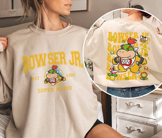 Mario Bowser Jr Sweatshirt  | Super Mario Luigi Princess Peach Bowser Shirt | Mario Bros Shirt Mario Video Game Shirt