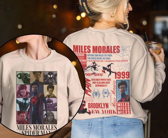 Miles Morales Spider Man Across the Spider Verse Sweatshirt| Miles Morales Black Spider Man Shirt | Superhero Spiderman Shirt