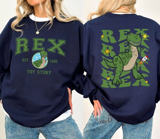 Toy Story Pixar Characters Groups 2 Sided Sweatshirt| Toy Story Rex Dinosaur Shirt | Disneyland Shirt | Family Vacation Shirt