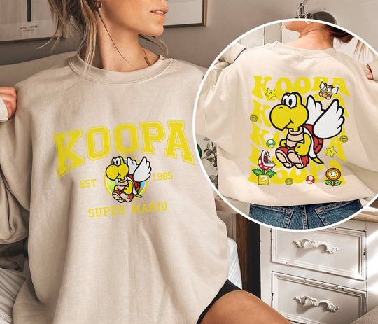 Mario Koopa Troopa Sweatshirt| Super Mario Luigi Princess Peach Bowser Shirt | Mario Bros Shirt Mario Video Game Shirt, Disneyland Family Vacation 2024
