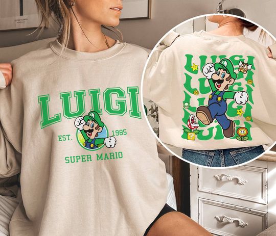 Mario Luigi Sweatshirt| Super Mario Luigi Princess Peach Bowser Shirt | Mario Bros Shirt Mario Video Game Shirt, Disneyland Family Vacation 2024