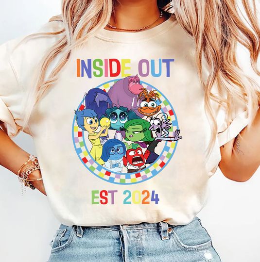 Retro Inside Out 2, Inside Out Checkered, Inside Out Characters, It's Okay To Feel All The Feels, Joy Sadness Fear Anxiety, Short Sleeve Tee, Trending Fashion