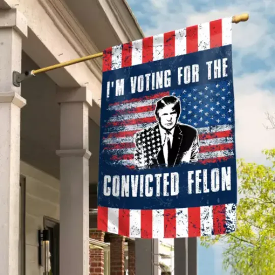 I'm Voting For The Convicted Felon Trump Lovers Take American Back Flag, Donald Trump Flag, US Election 2024, House and Livings Decor, For Decoration