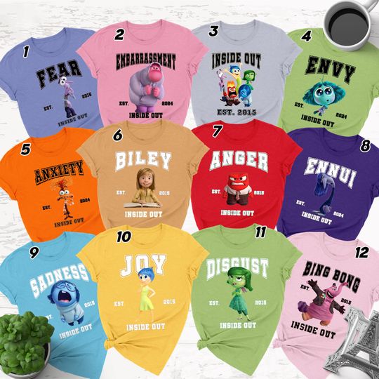 Emotion Characters Matching Shirt, Inside Animated Movie Matching T-Shirt, Group Matching Tee, Family Halloween Shirt
