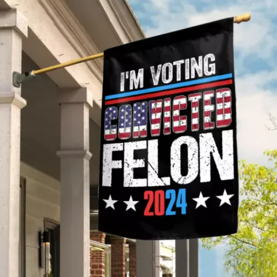 I'm Voting For The Convicted Felon Trump Not Guilty Republican Pro Trump Flag, Donald Trump Flag, US Election 2024, House and Livings Decor, For Decoration